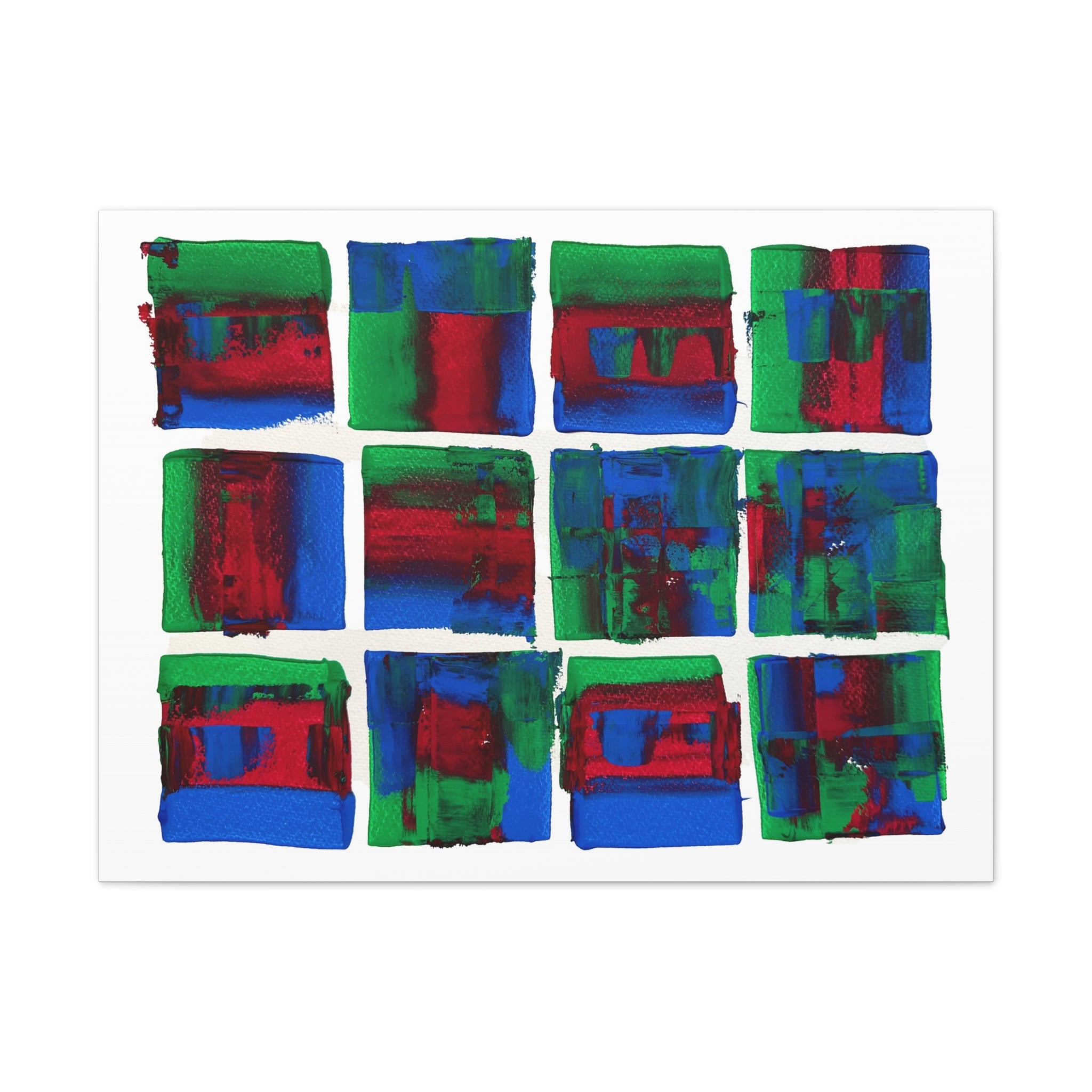 Abstract Blue Green Red Putty Canvas Wall Art — Stretched 0.75"