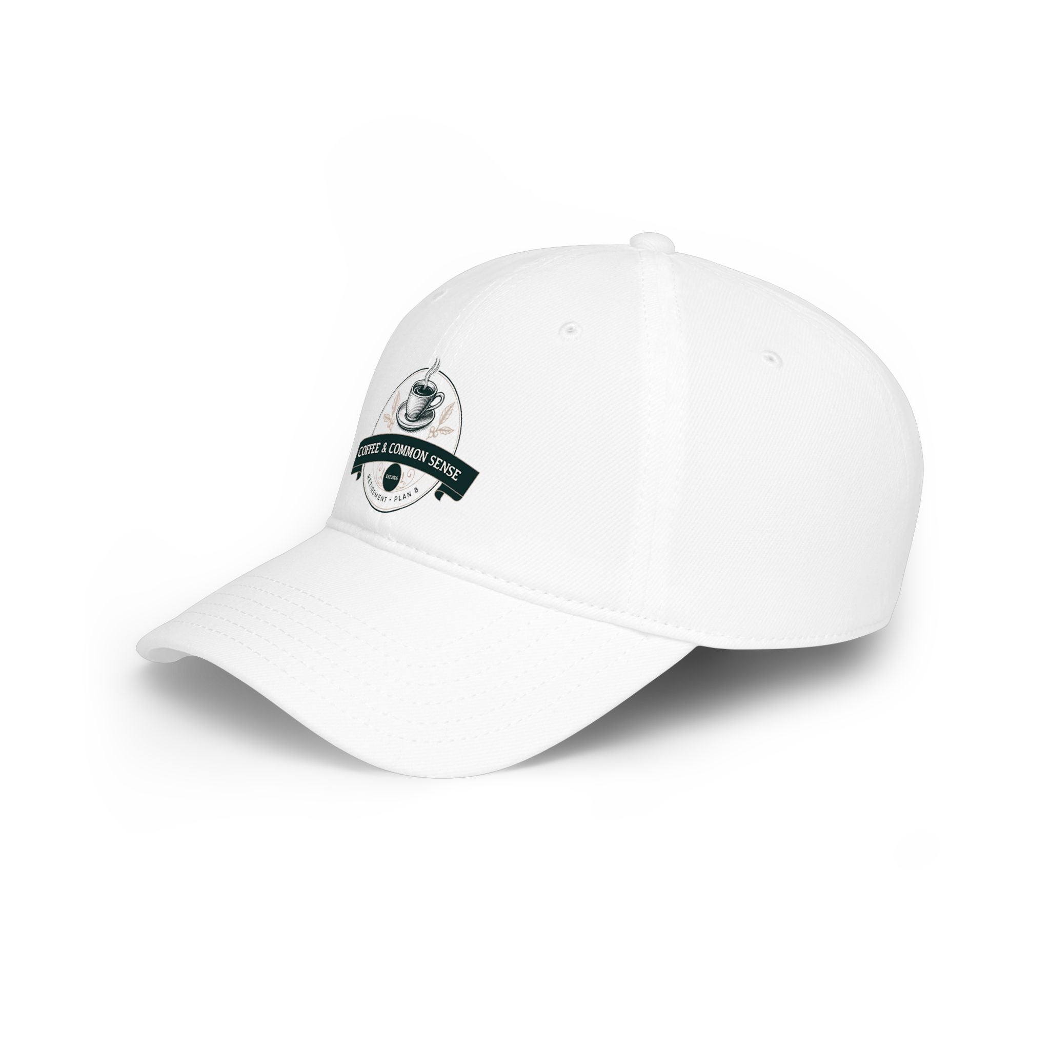 Coffee & Common Sense Low Profile Baseball Cap — Vintage Coffee Logo Dad Hat