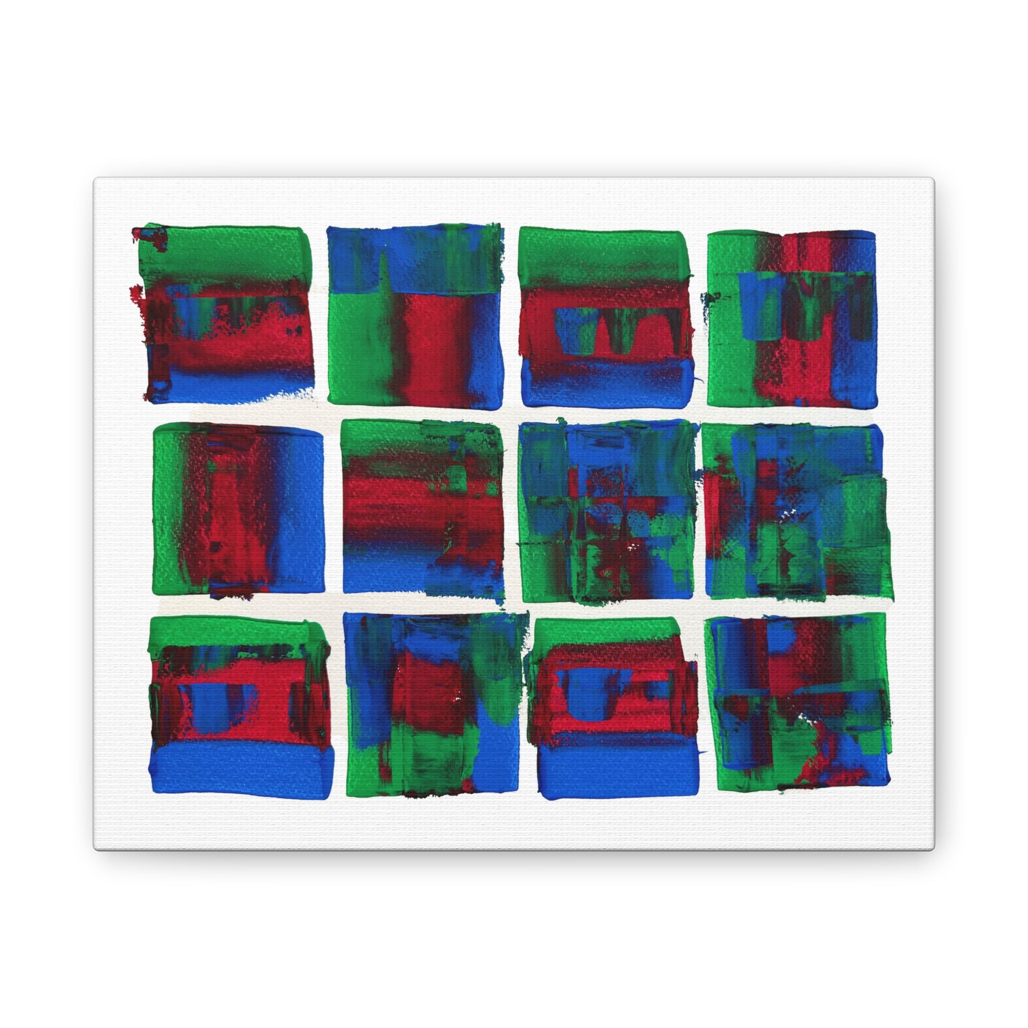 Abstract Blue Green Red Putty Canvas Wall Art — Stretched 0.75"