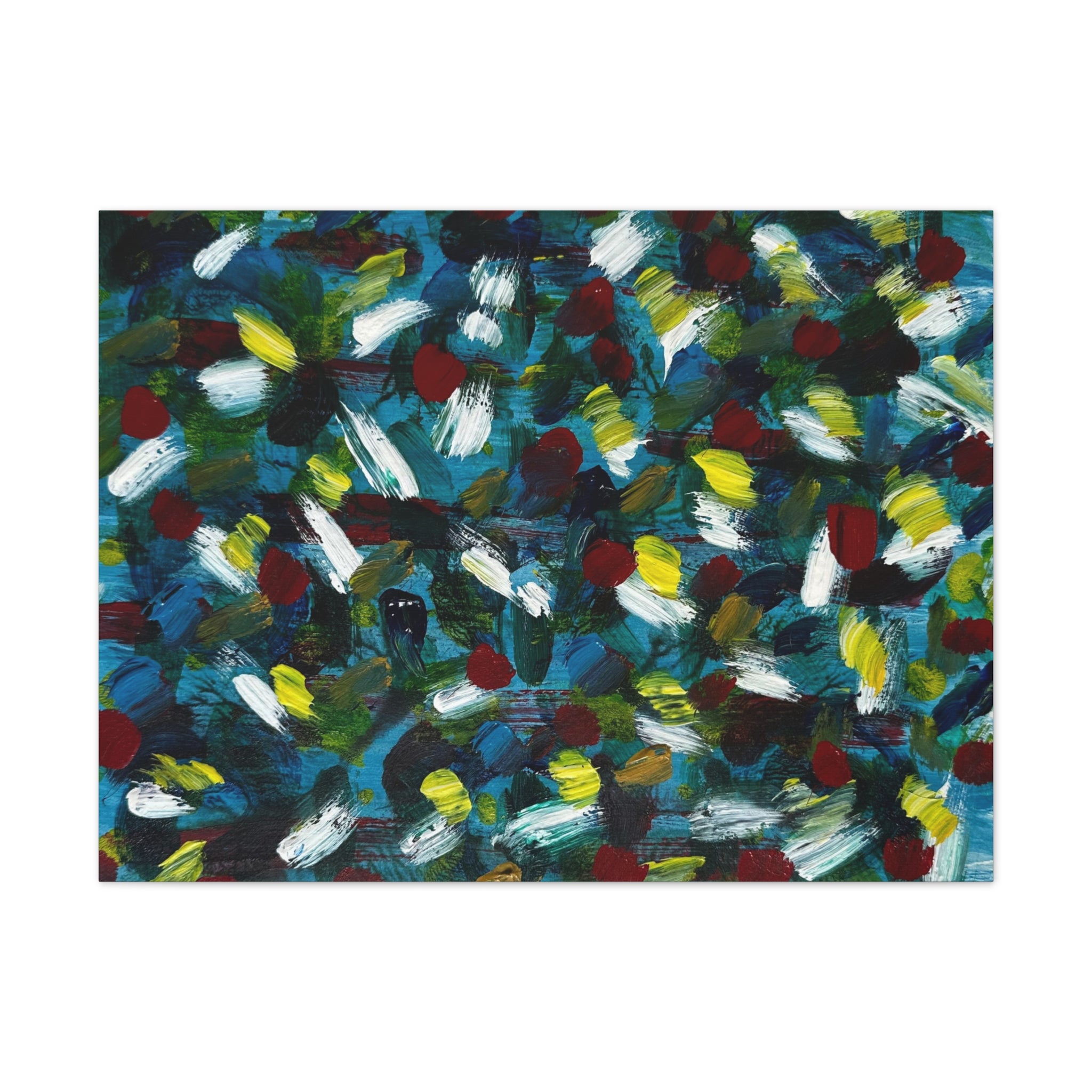 Abstract White Dash 'Coy Pond' Canvas Stretched 0.75"