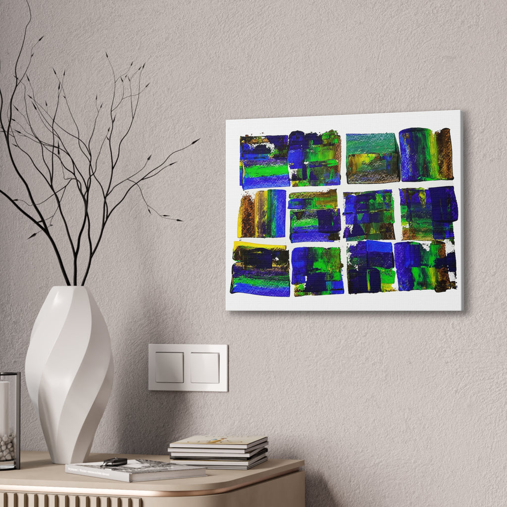 Abstract Blue-Green-Yellow Block Canvas Wall Art