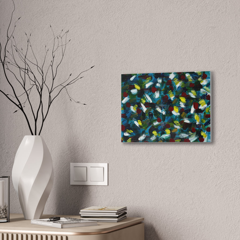 Abstract White Dash 'Coy Pond' Canvas Stretched 0.75"