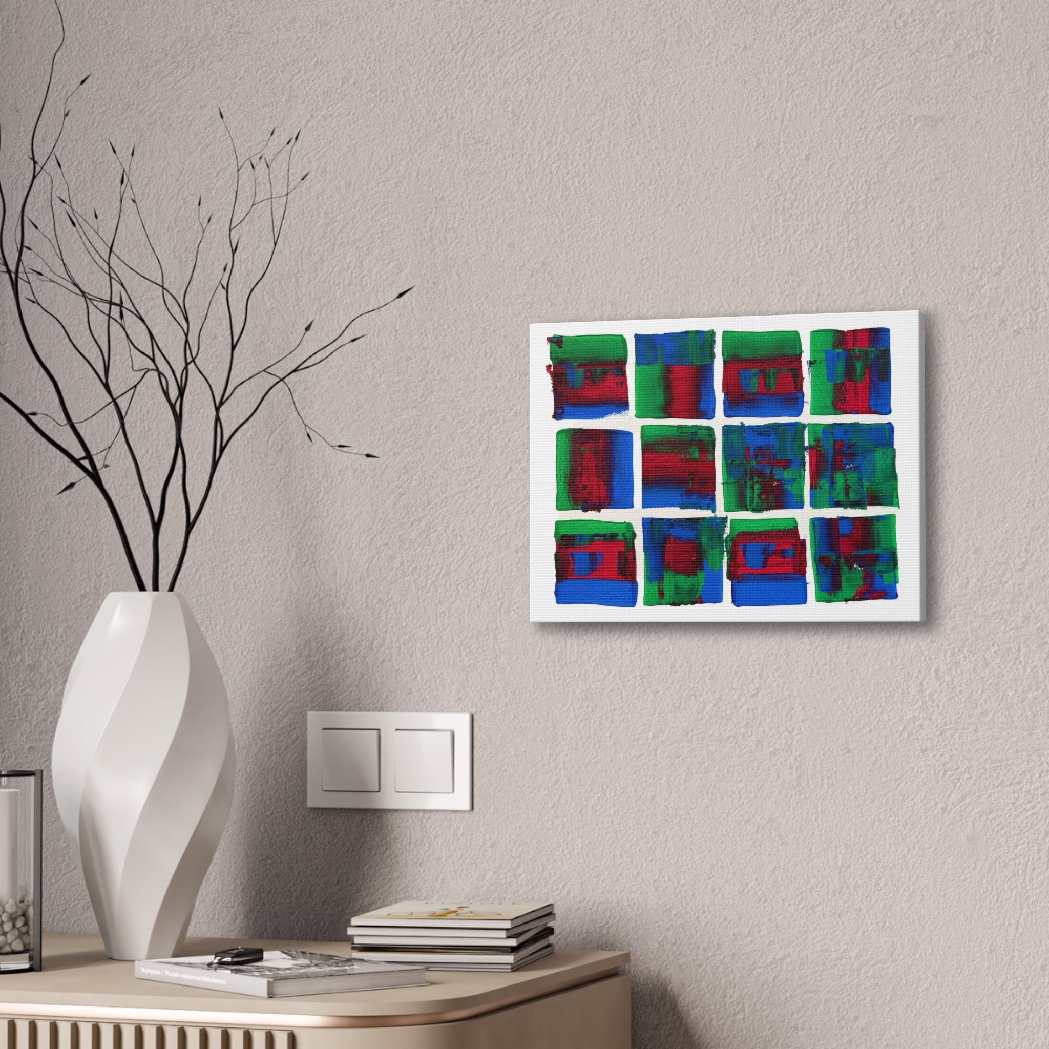 Abstract Blue Green Red Putty Canvas Wall Art — Stretched 0.75"