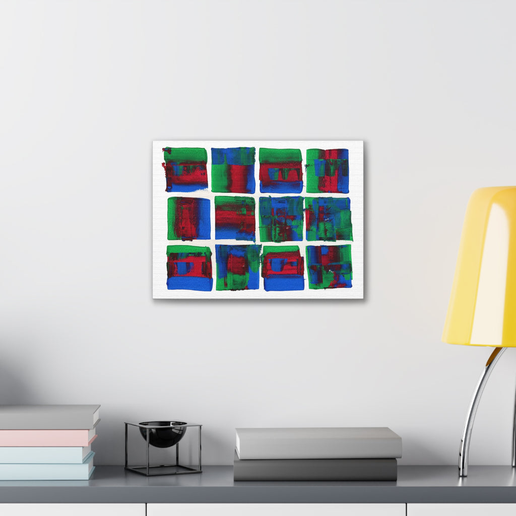 Abstract Blue Green Red Putty Canvas Wall Art — Stretched 0.75"