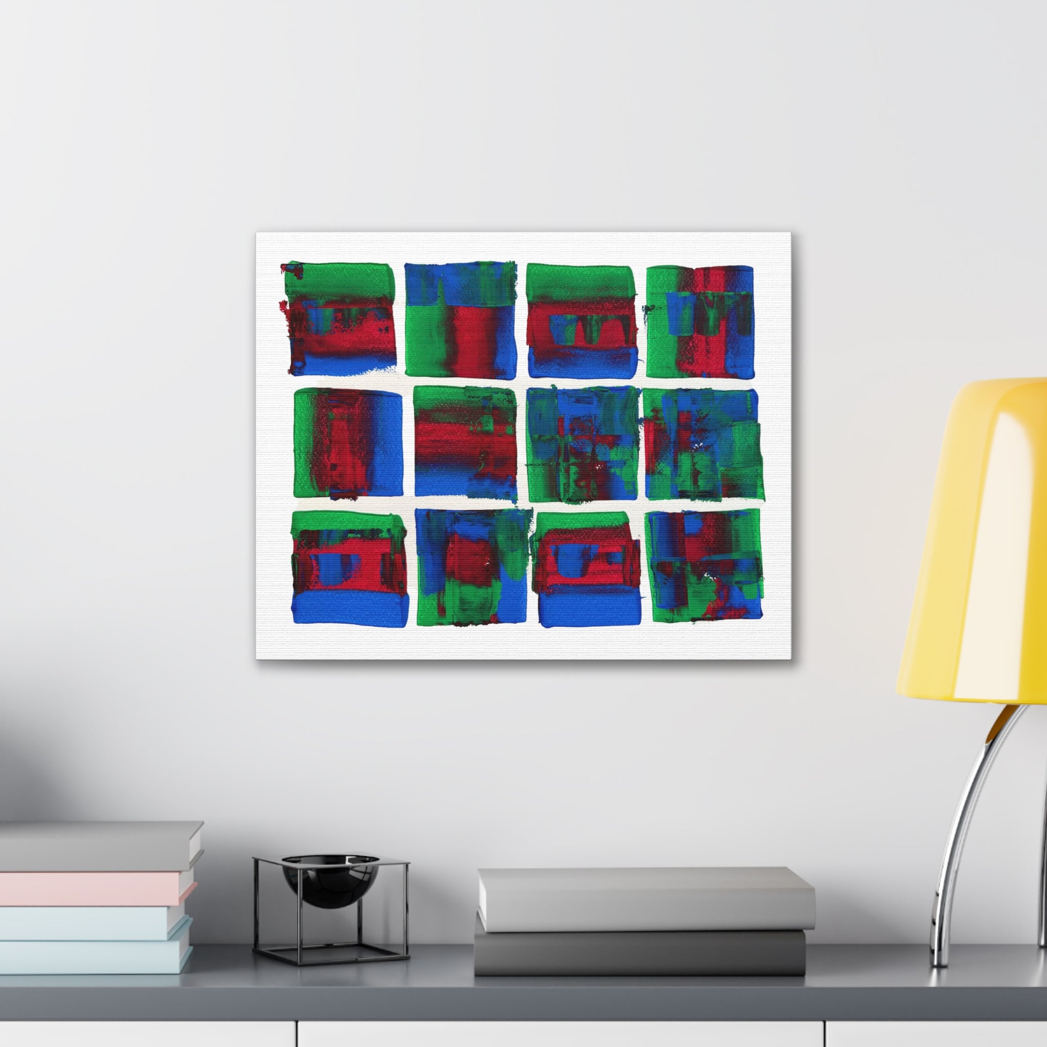 Abstract Blue Green Red Putty Canvas Wall Art — Stretched 0.75"