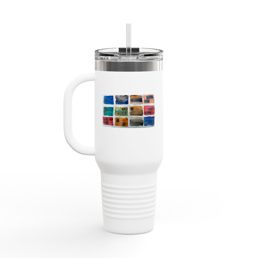 40oz Insulated Travel Mug with Watercolor Paint Palette Design — Artist Coffee Tumbler
