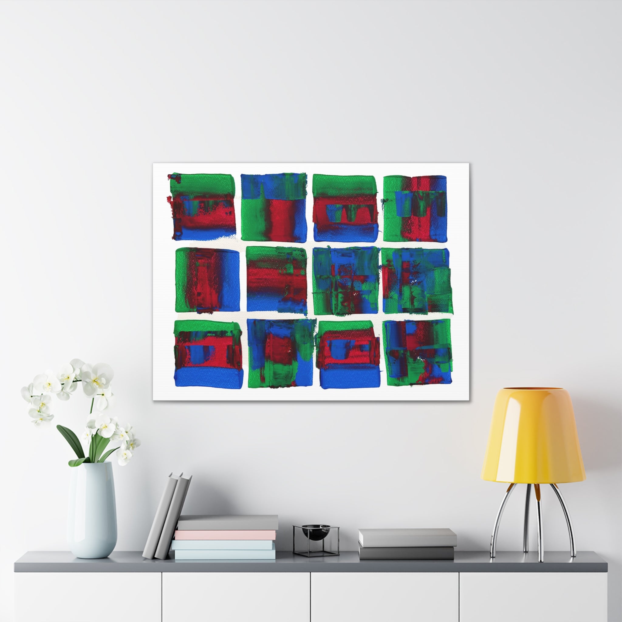Abstract Blue Green Red Putty Canvas Wall Art — Stretched 0.75"