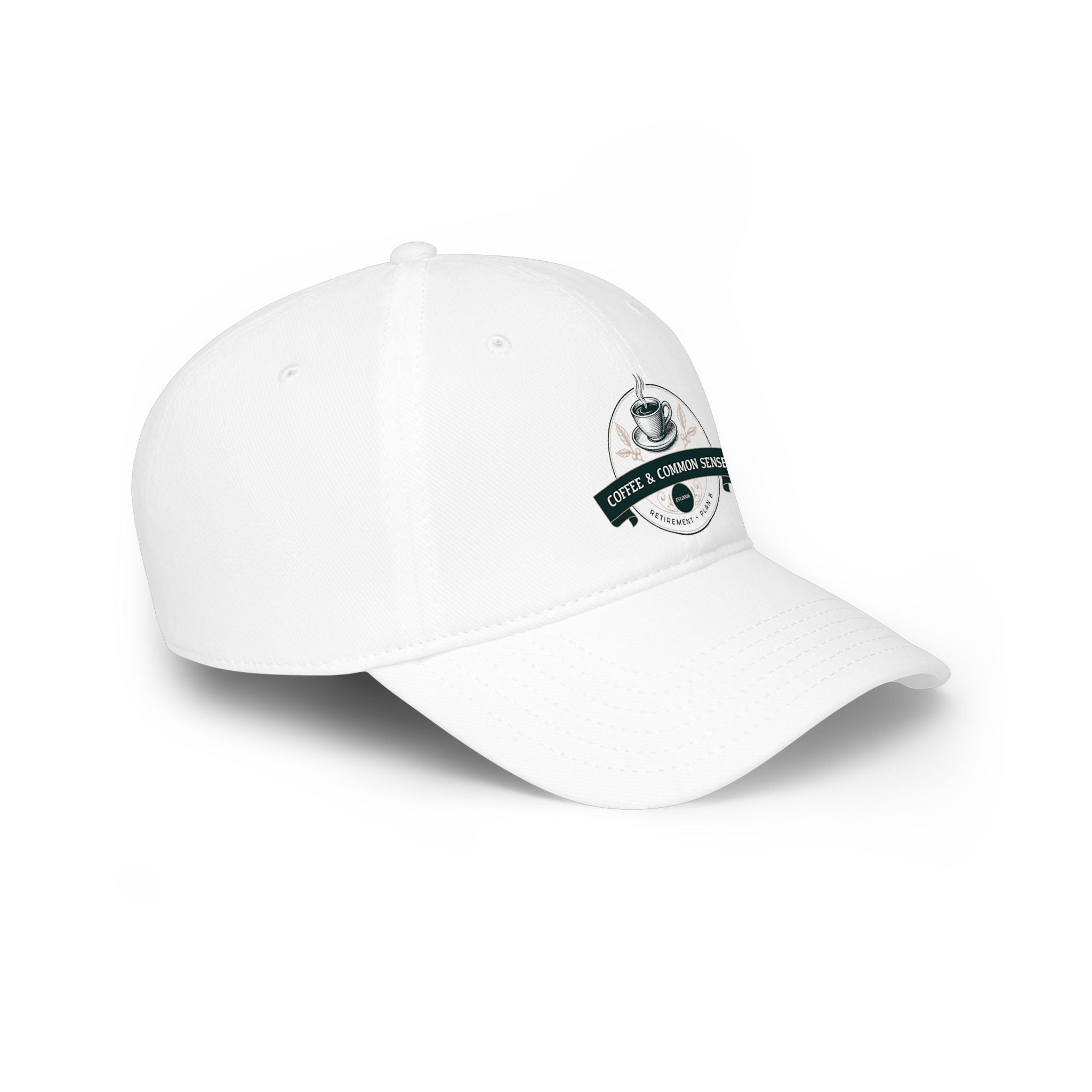 Coffee & Common Sense Low Profile Baseball Cap — Vintage Coffee Logo Dad Hat