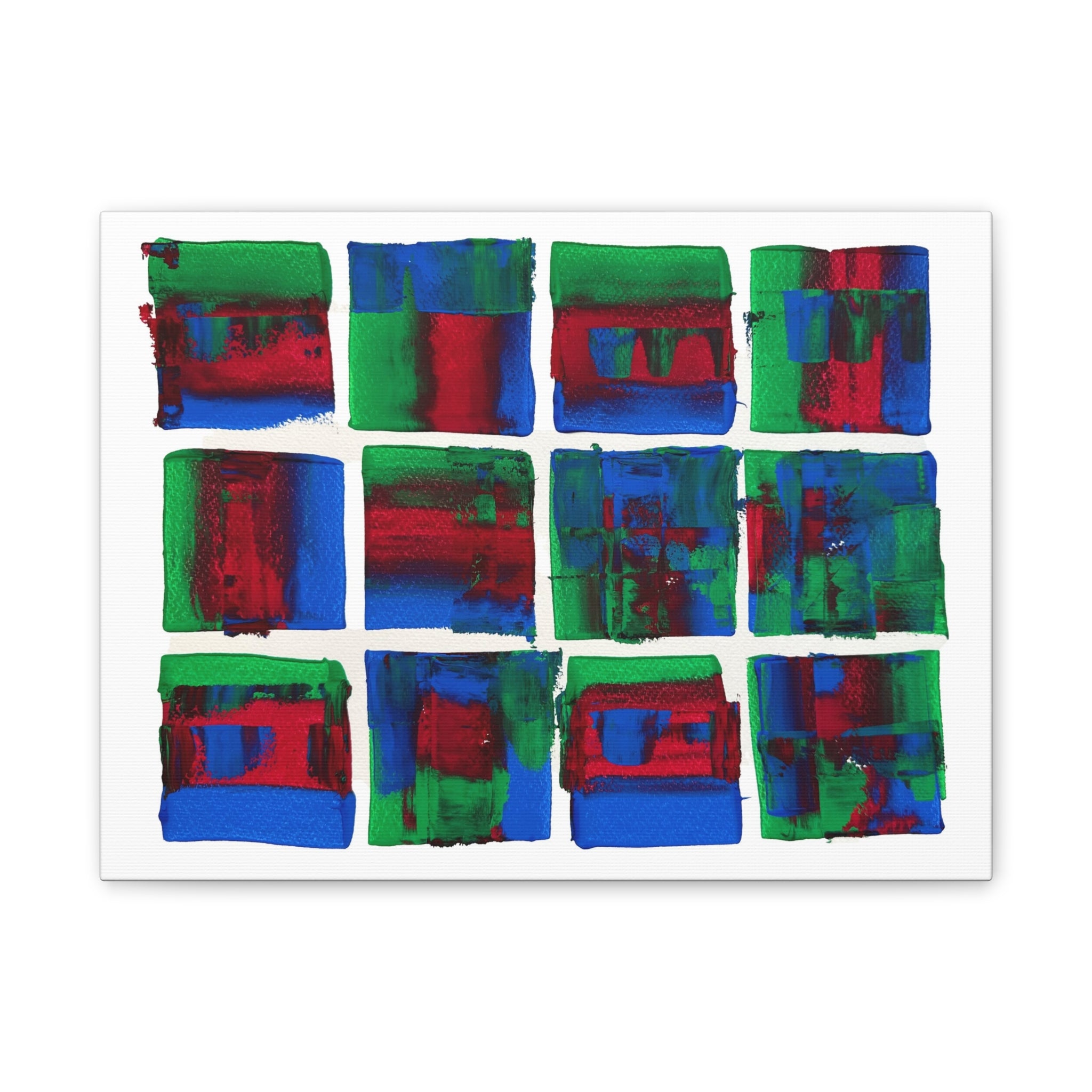 Abstract Blue Green Red Putty Canvas Wall Art — Stretched 0.75"