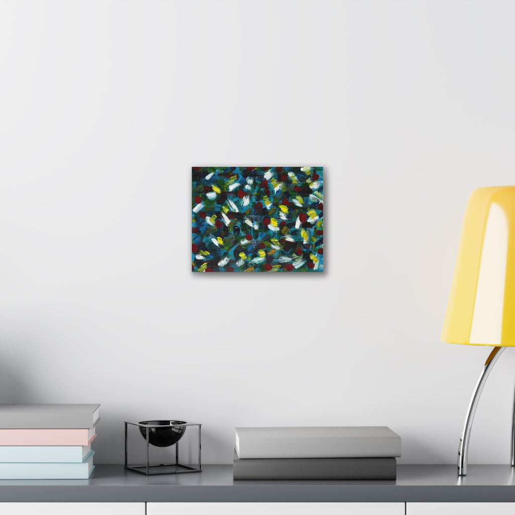 Abstract White Dash 'Coy Pond' Canvas Stretched 0.75"
