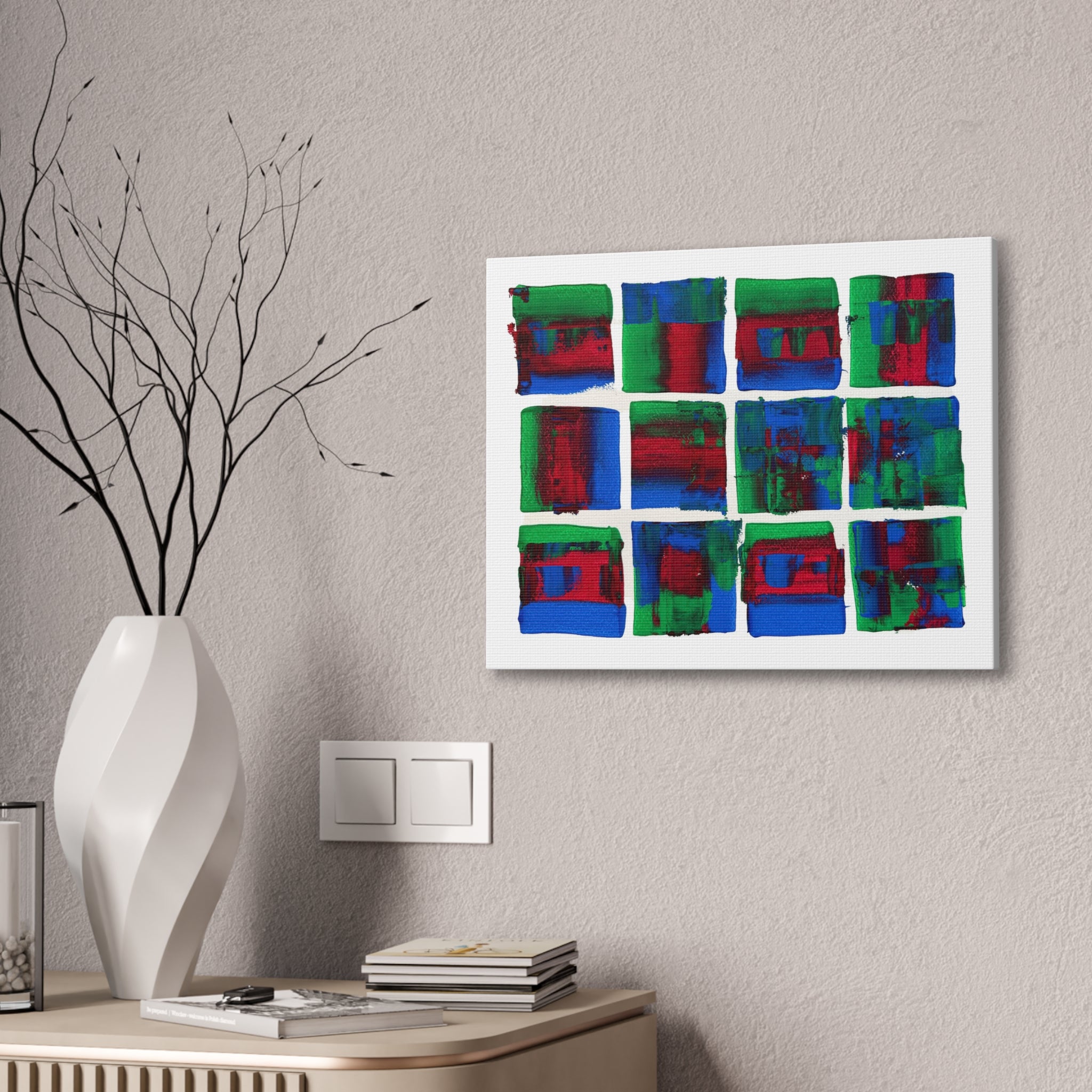 Abstract Blue Green Red Putty Canvas Wall Art — Stretched 0.75"