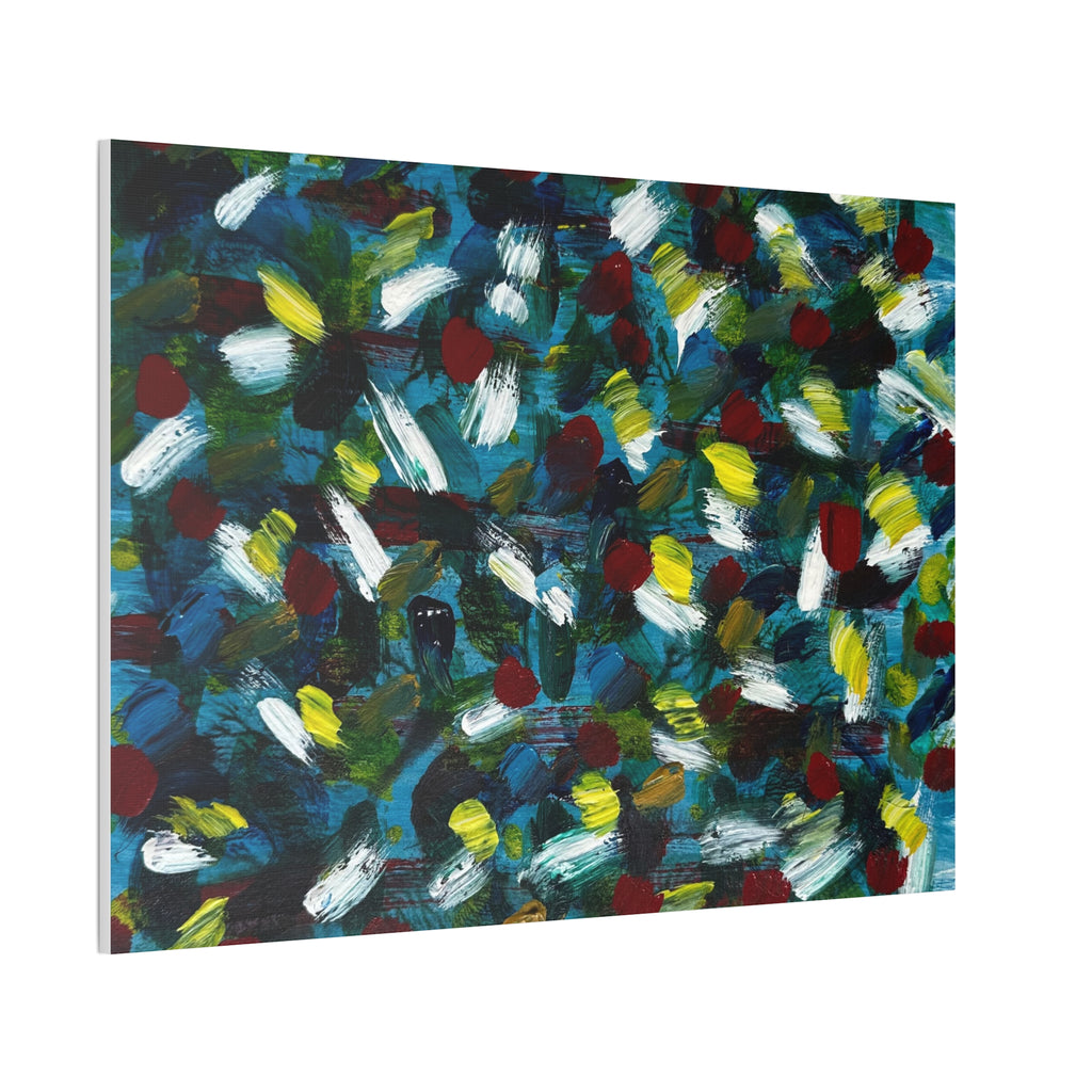 Abstract White Dash 'Coy Pond' Canvas Stretched 0.75"