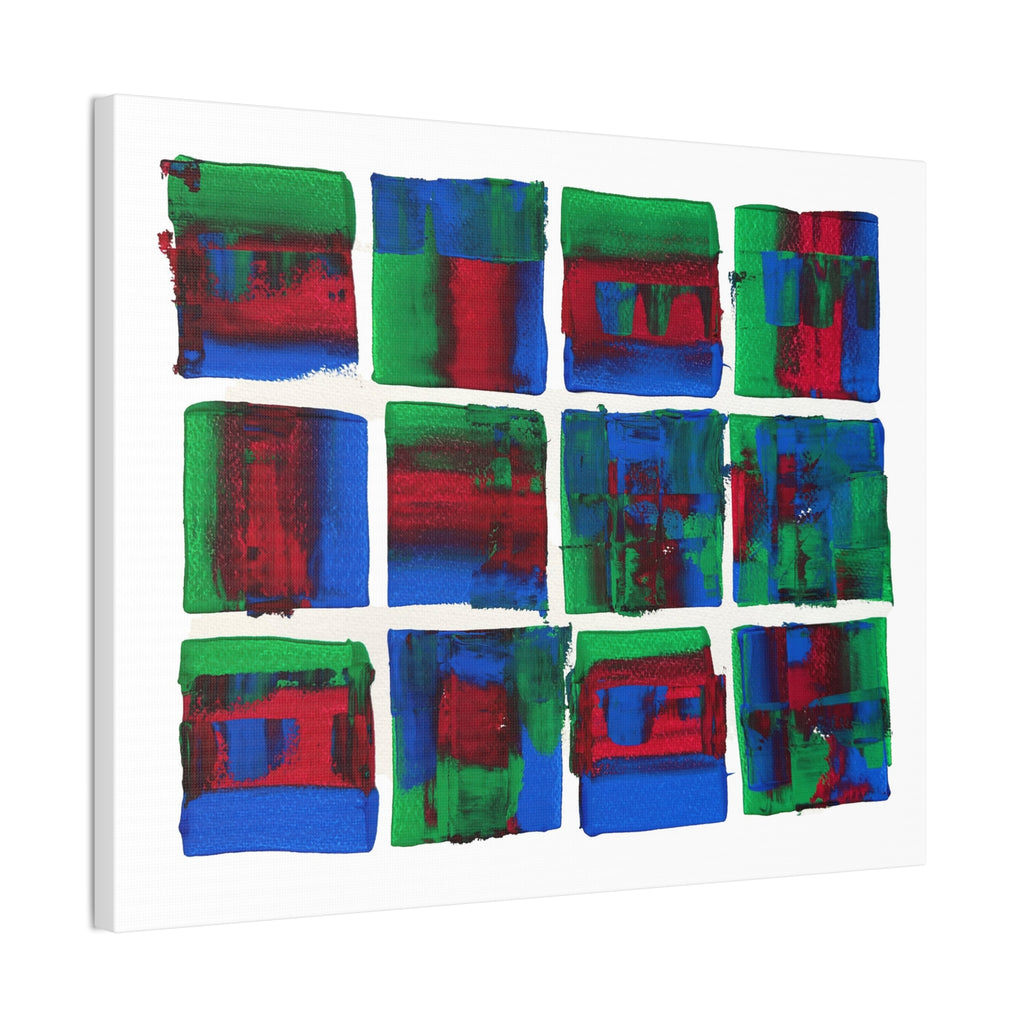 Abstract Blue Green Red Putty Canvas Wall Art — Stretched 0.75"