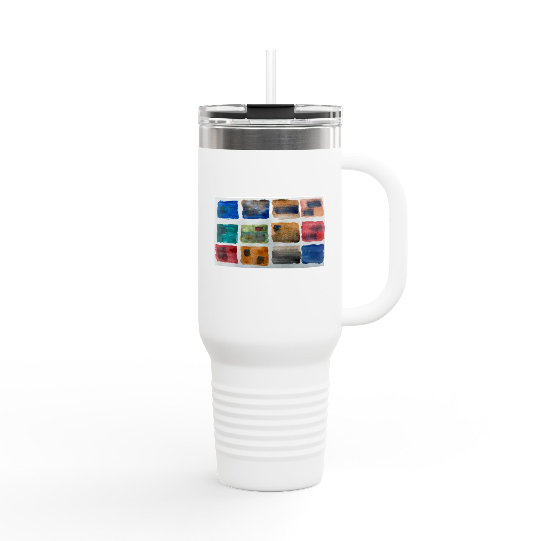 40oz Insulated Travel Mug with Watercolor Paint Palette Design — Artist Coffee Tumbler