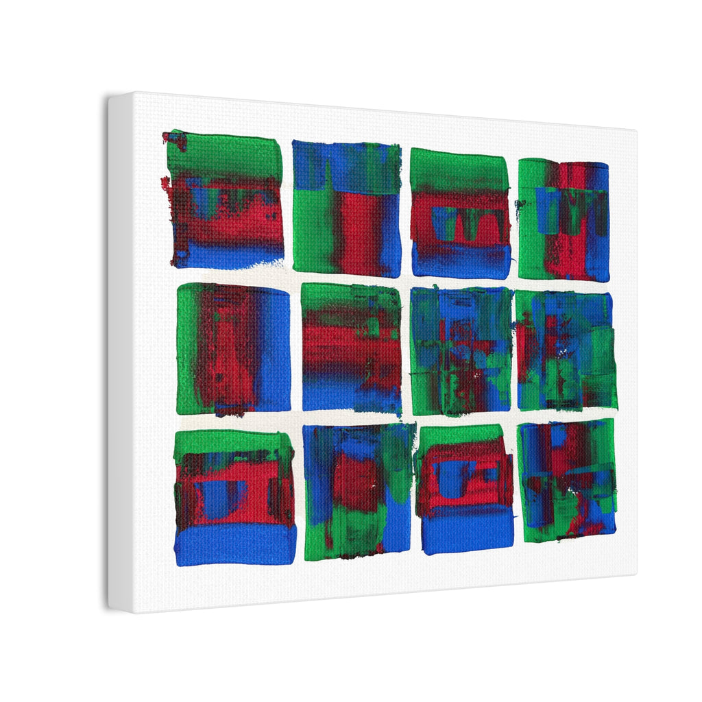 Abstract Blue Green Red Putty Canvas Wall Art — Stretched 0.75"
