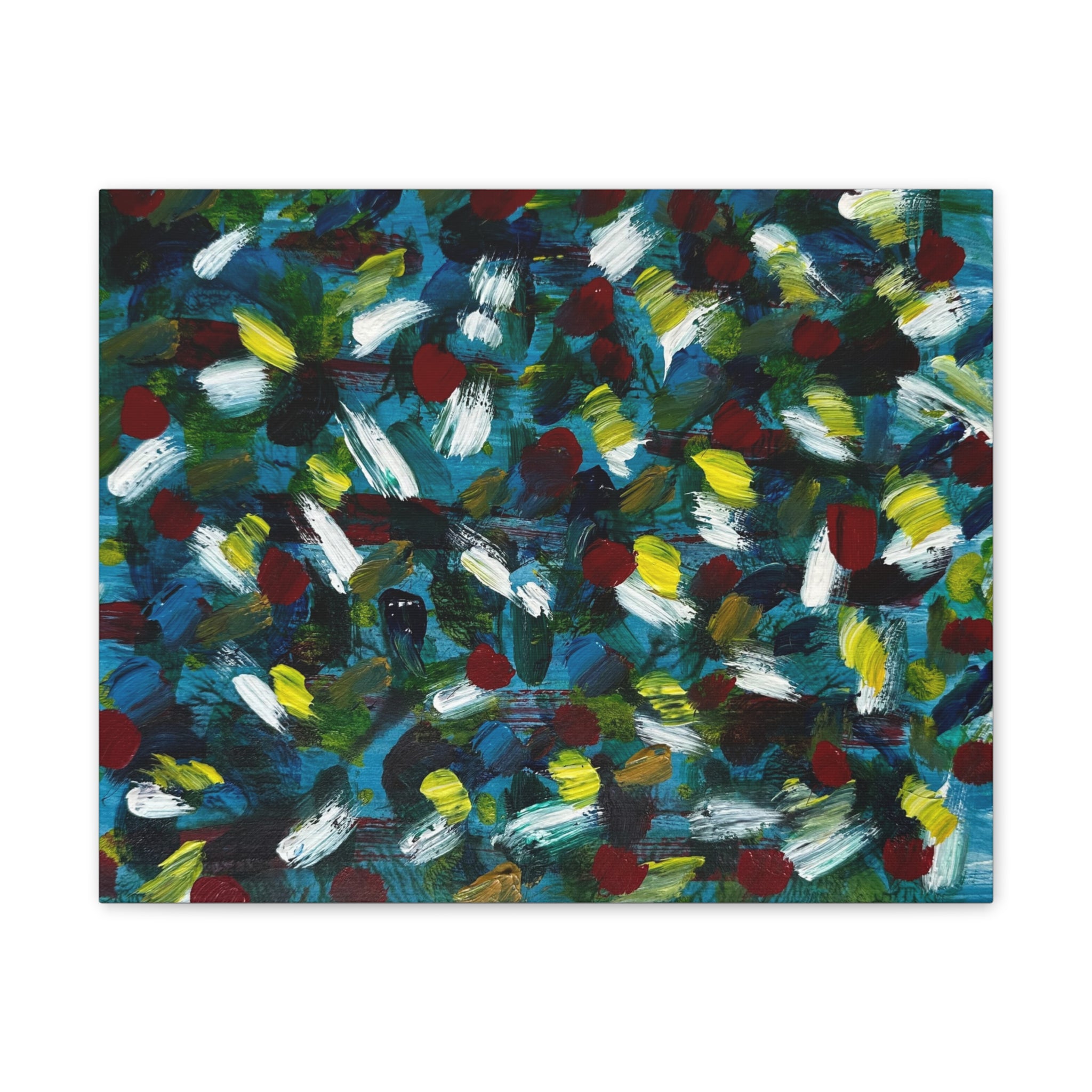 Abstract White Dash 'Coy Pond' Canvas Stretched 0.75"