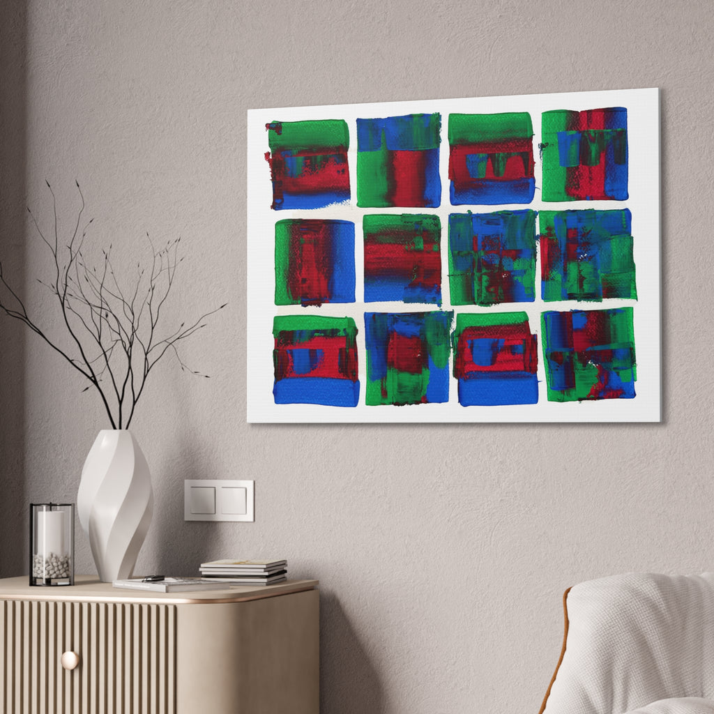 Abstract Blue Green Red Putty Canvas Wall Art — Stretched 0.75"