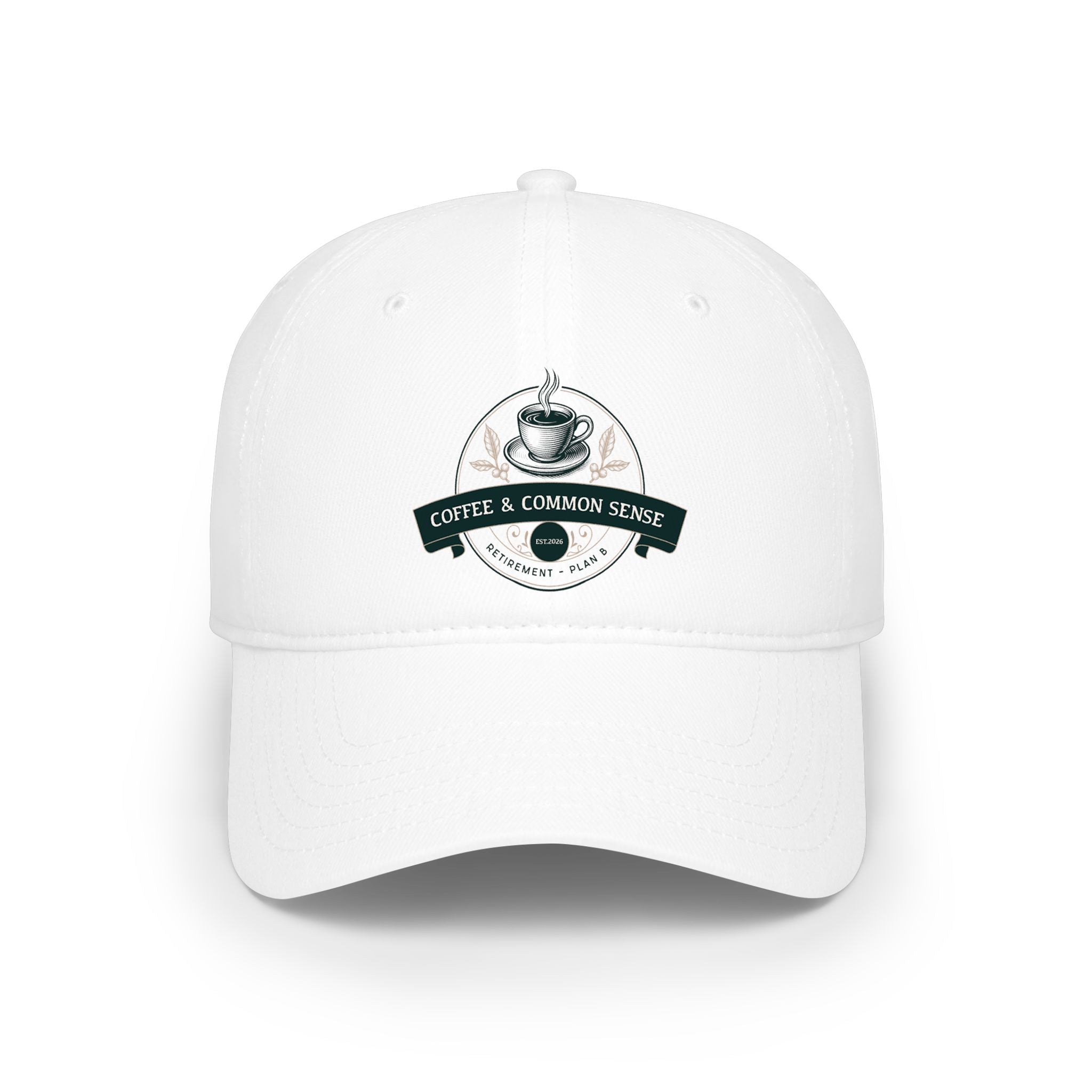 Coffee & Common Sense Low Profile Baseball Cap — Vintage Coffee Logo Dad Hat