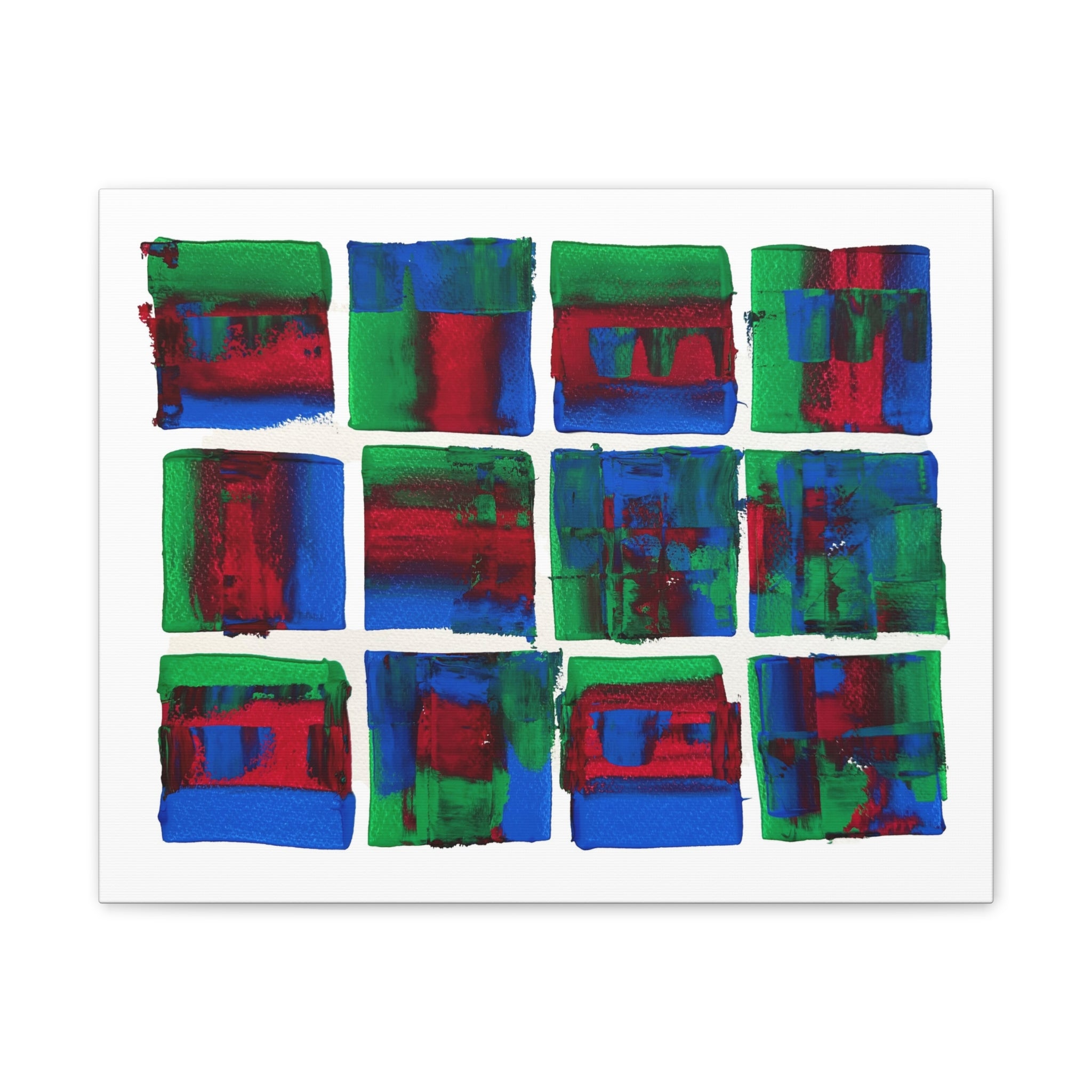Abstract Blue Green Red Putty Canvas Wall Art — Stretched 0.75"