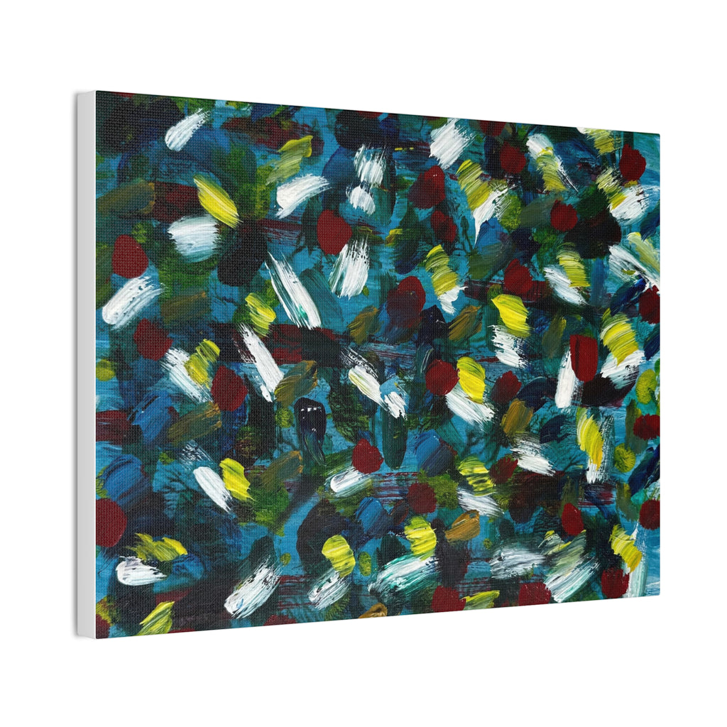 Abstract White Dash 'Coy Pond' Canvas Stretched 0.75"
