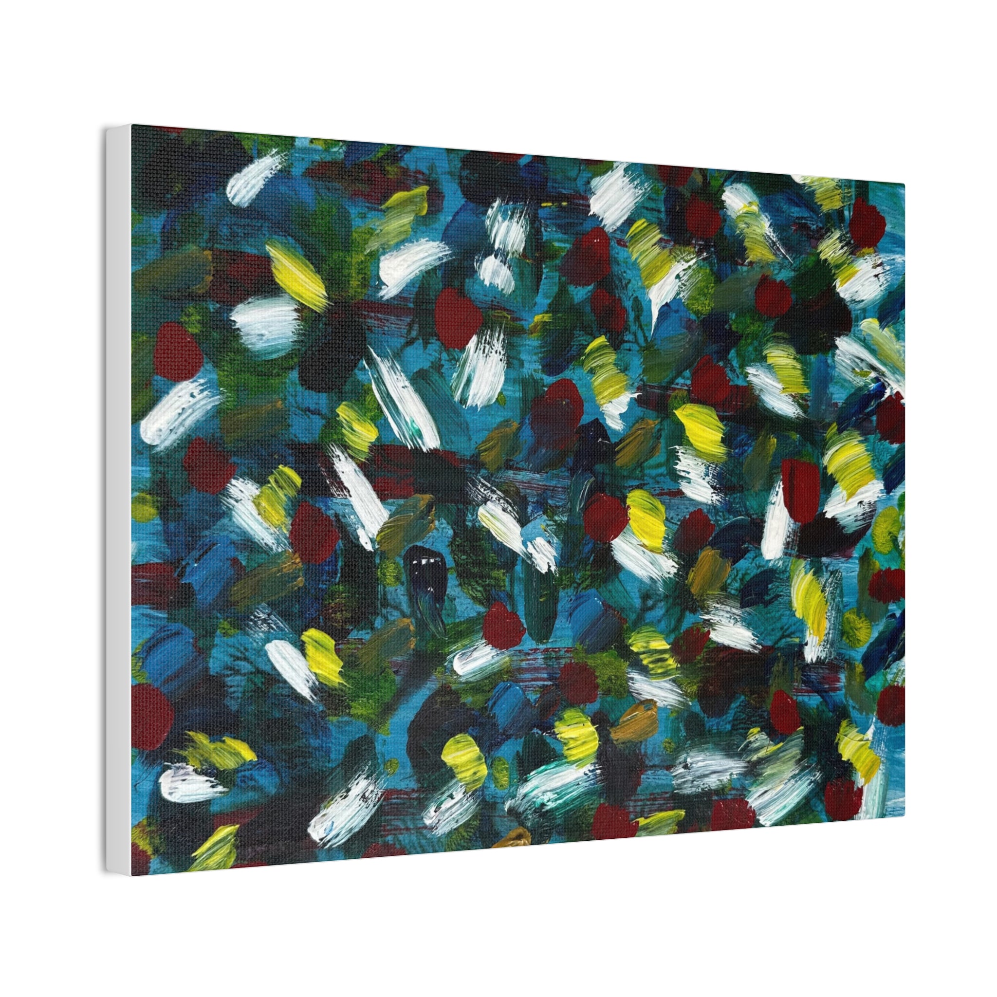 Abstract White Dash 'Coy Pond' Canvas Stretched 0.75"
