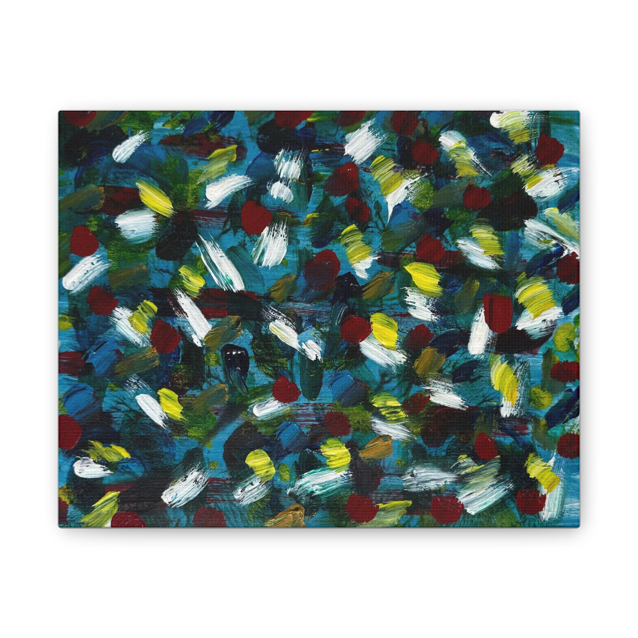 Abstract White Dash 'Coy Pond' Canvas Stretched 0.75"