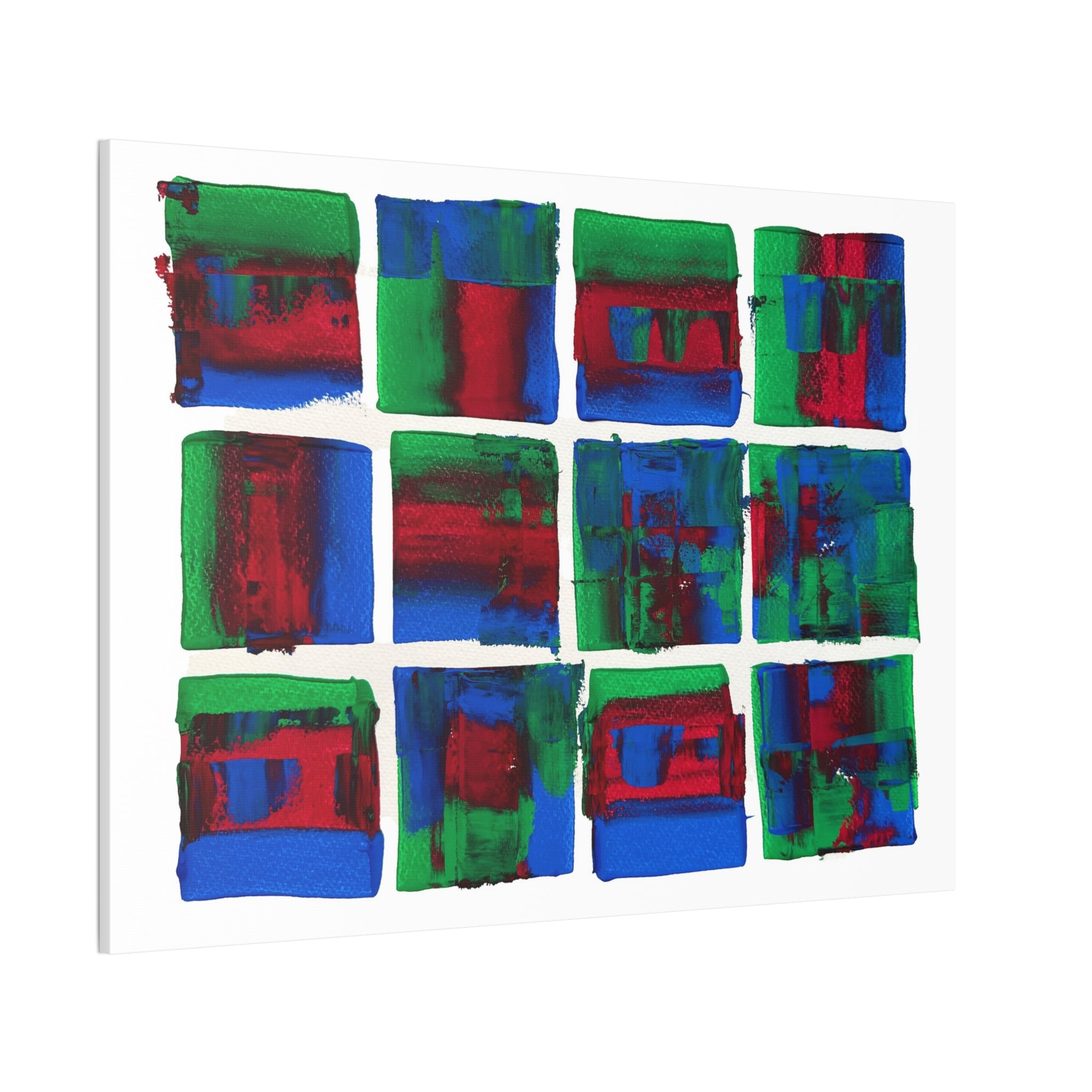 Abstract Blue Green Red Putty Canvas Wall Art — Stretched 0.75"