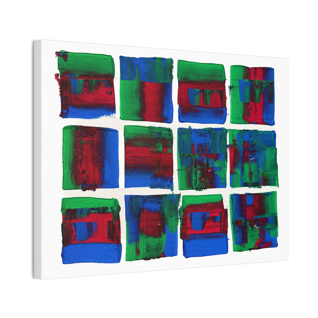 Abstract Blue Green Red Putty Canvas Wall Art — Stretched 0.75"